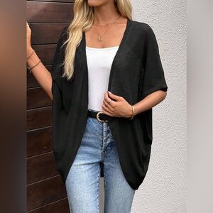 Emery Rose | NWT Black Batwing Semi-Sheer Cardigan/Cover Up